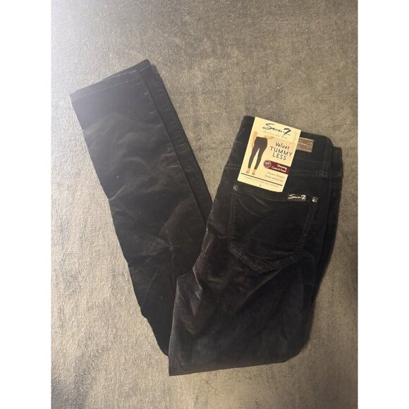 Seven7  Velvet Tummy Less High Rise Skinny Pants Black Size 4 NWT - Picture 1 of 5